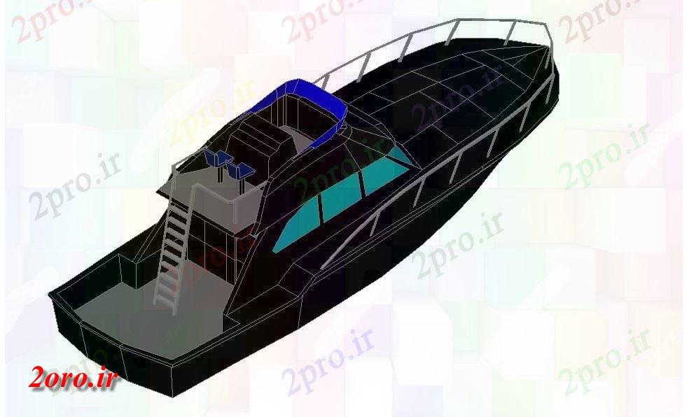 دانلود نقشه کشتی های سه بعدی و سفرهای دریایی  طراحی قایق مدرن به  (کد41311)