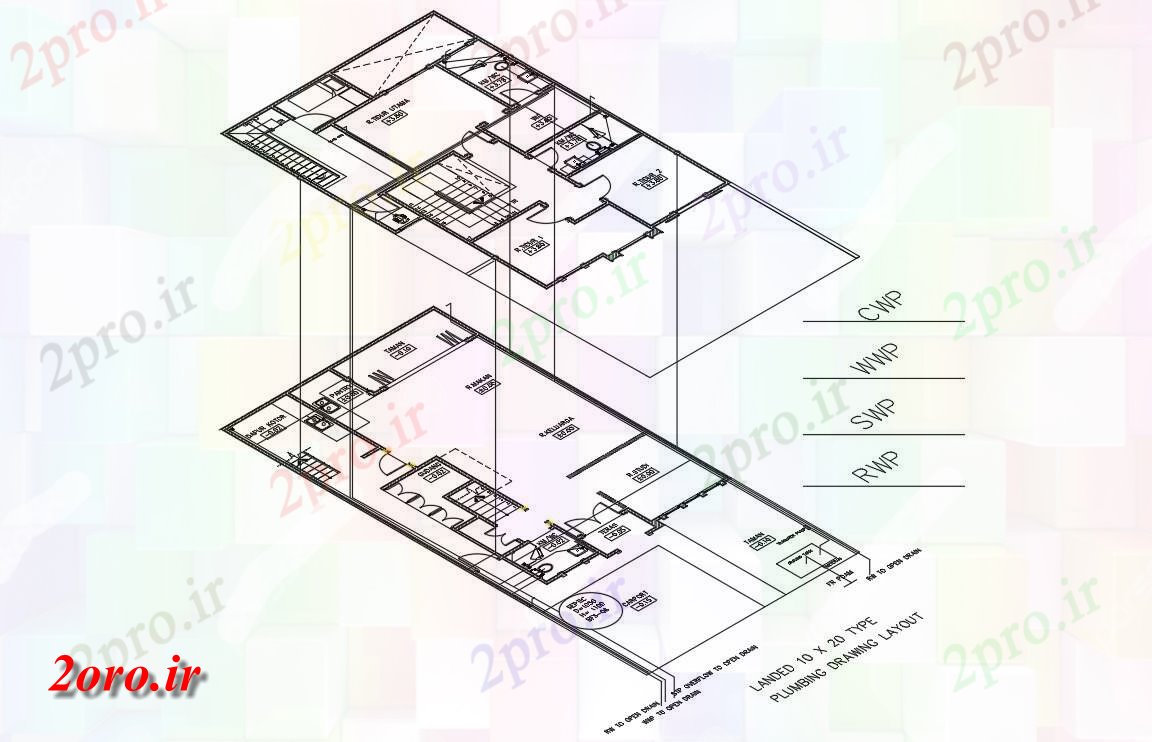 دانلود نقشه مسکونی  ، ویلایی ، آپارتمان  ایزومتریک خانه طراحی از (کد41320)