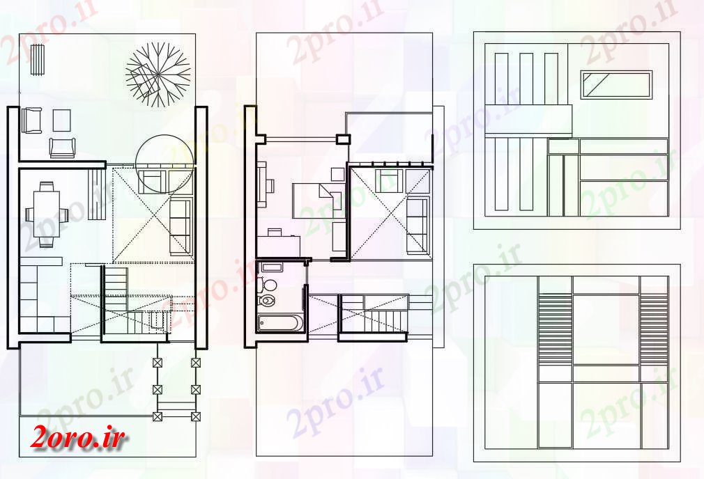 دانلود نقشه مسکونی  ، ویلایی ، آپارتمان  کوچک مبلمان خانه طراحی از  Aotu (کد41321)