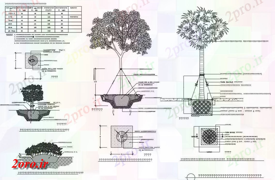 دانلود نقشه باغ طرحی درخت   بلوک نشیمن برای  (کد41375)