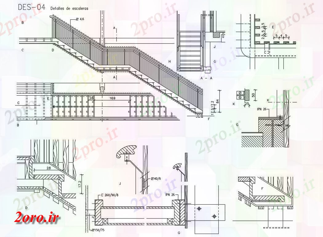 دانلود نقشه  جزئیات آسانسور و   نما پله و طراحی برای     (کد41393)