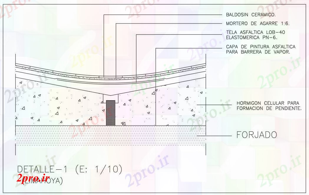 دانلود نقشه جزئیات ساختار جزئیات سقف مسطح (کد41399)