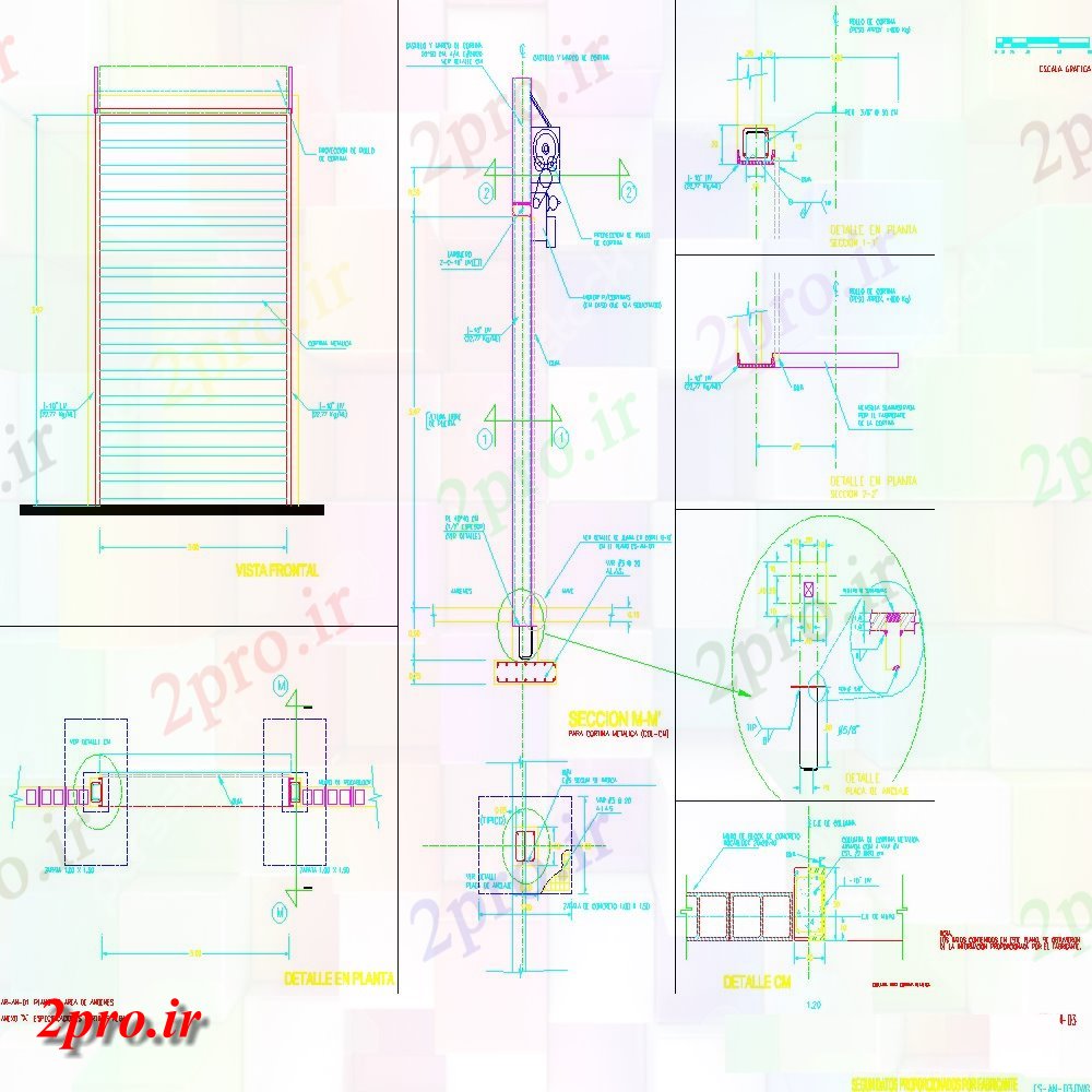 دانلود نقشه جزئیات طراحی در و پنجره  نورد Shuter بخش (کد41466)