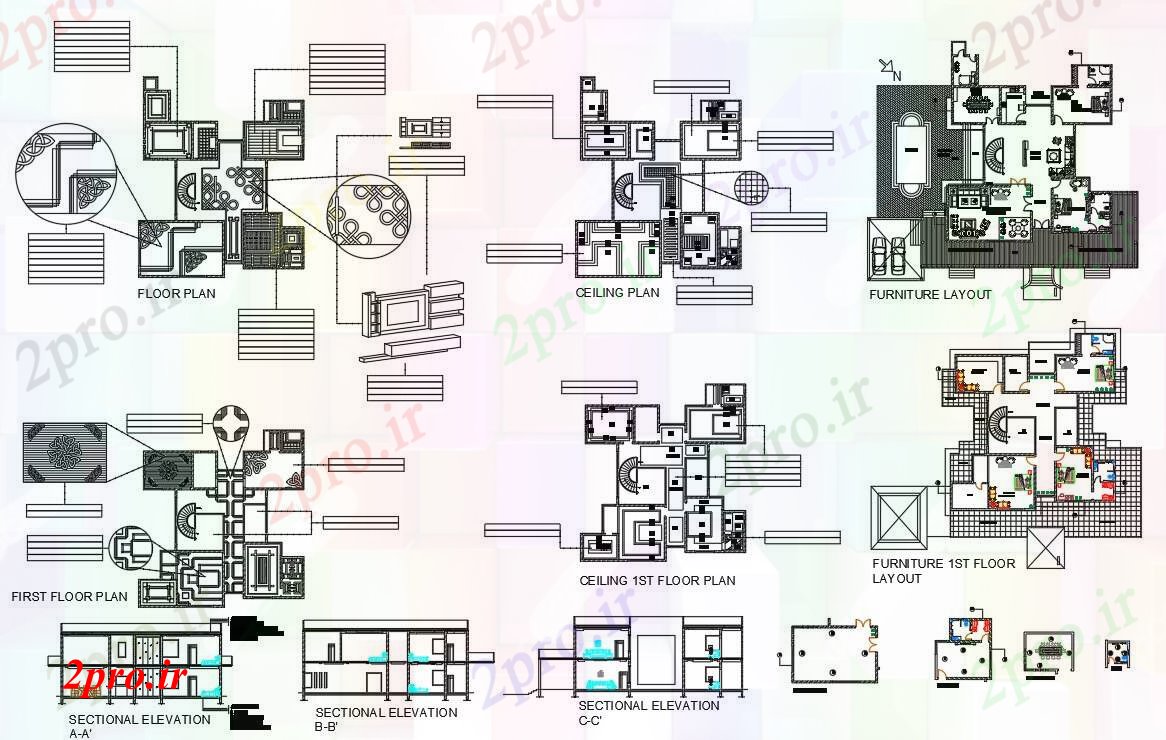 دانلود نقشه معماری معروف ارائه خانه مزرعه INTERIOR DESIGN PANEL (کد41578)