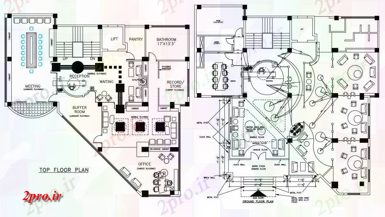 دانلود نقشه بانک ساختمان اداری طراحی داخلی (کد41582)