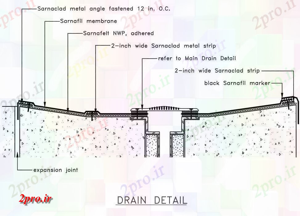 دانلود نقشه پلان مقطعی طراحی دیوار ساختار (کد41616)