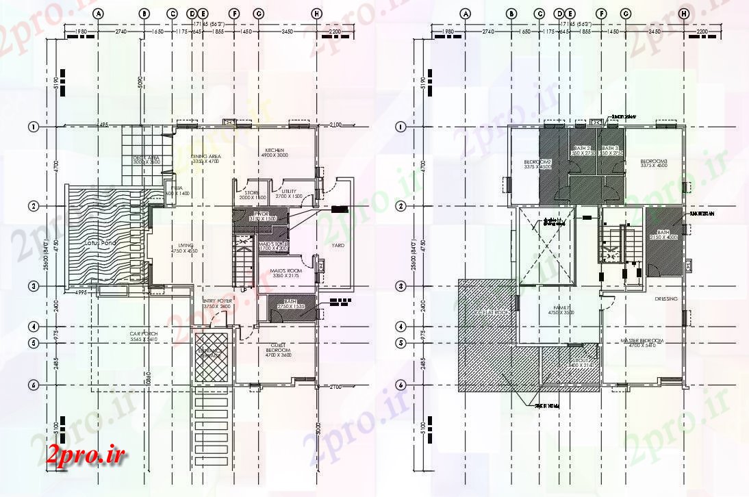 دانلود نقشه  خانه مسکونی ، ویلاجزئیات ویلا (کد41630)