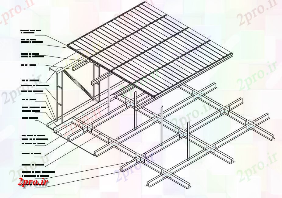 دانلود نقشه پلان مقطعی جزئیات چوبی سقف (کد41638)