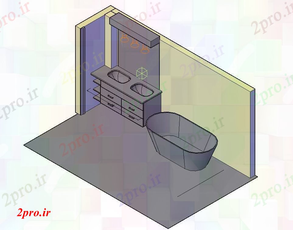 دانلود نقشه بلوک حمام و توالتجزئیات حمام تریدی (کد41645)
