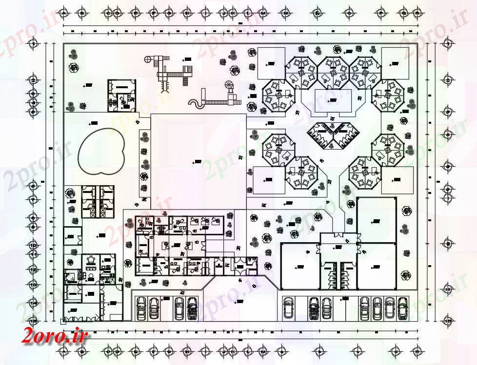 دانلود نقشه ساختمان اداری - تجاری - صنعتی دفتر  نشیمن (کد41830)