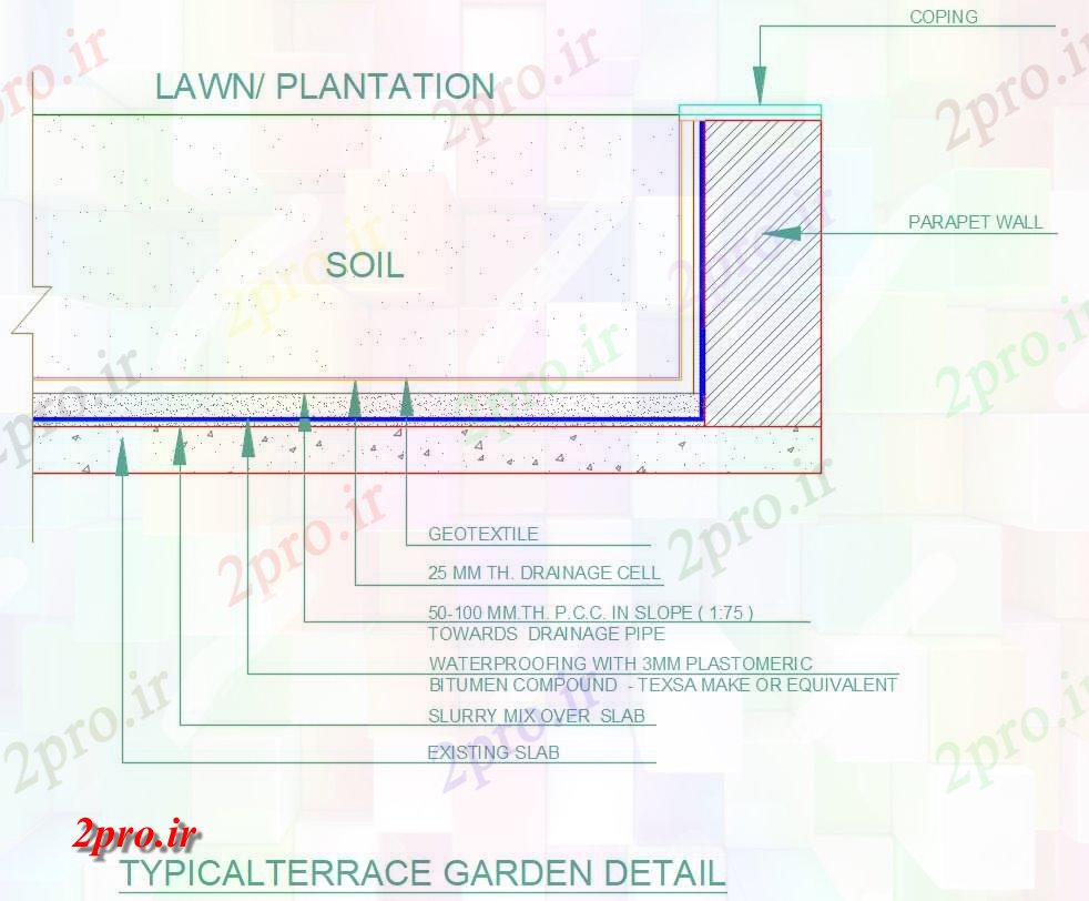 دانلود نقشه باغ طرحی باغ  تراس (کد41864)