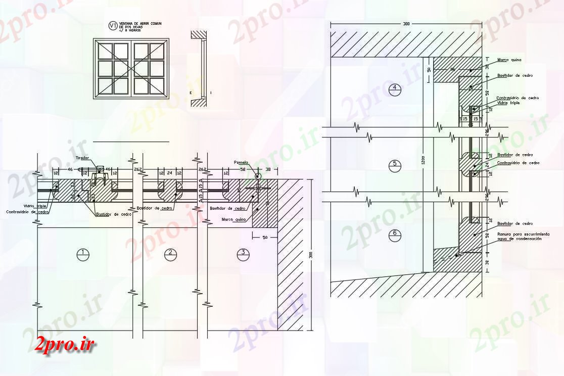 دانلود نقشه جزئیات طراحی در و پنجره  جزئیات پنجره های چوبی (کد41869)