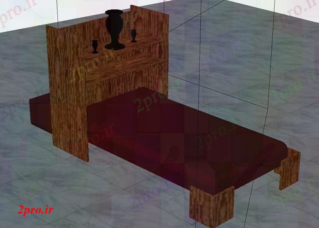 دانلود نقشه تخت یک نفره چوبی جزئیات تخت تنها (کد41895)