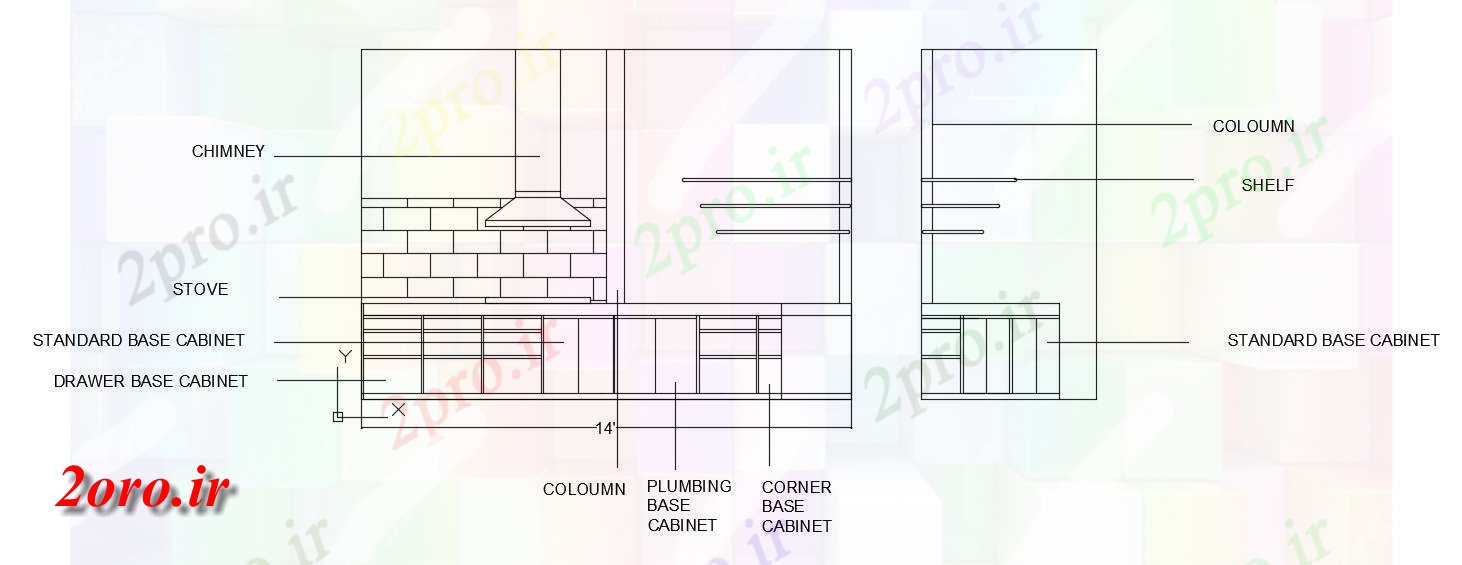 دانلود نقشه  خانه مسکونی ، ویلاآشپزخانه جزئیات  بلوک (کد41915)