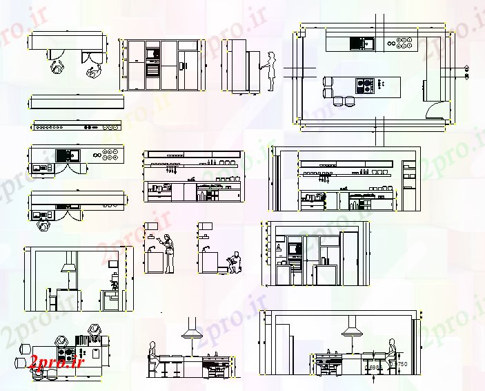 دانلود نقشه آشپزخانه طراحی مدرن آشپزخانه (کد41953)