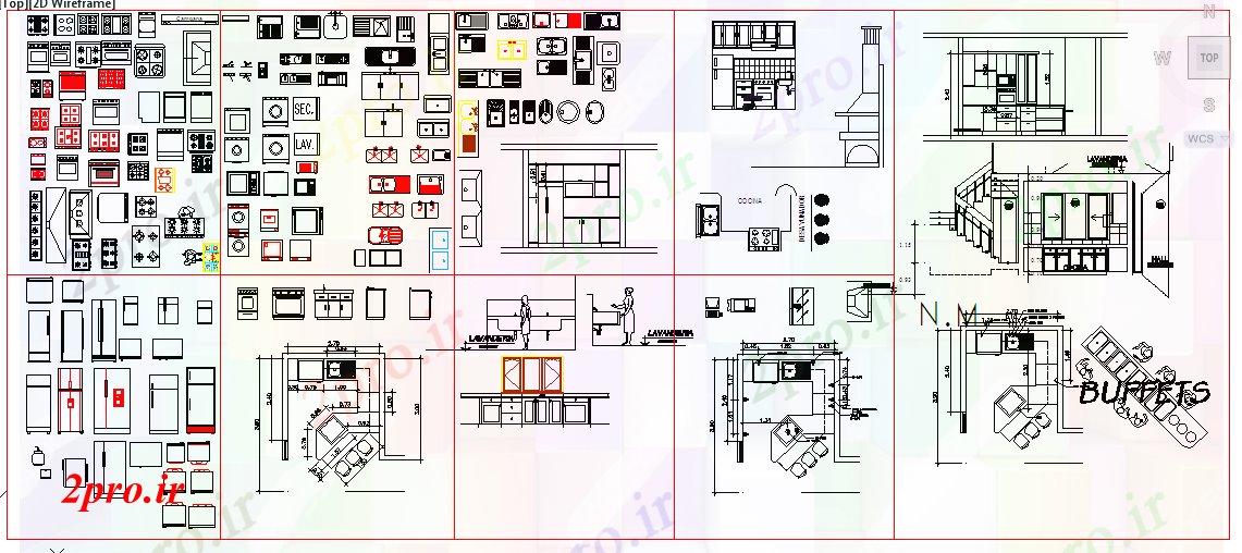 دانلود نقشه بلوک ، آرام ، نماد آشپزخانه تمام بلوک جزئیات (کد41997)