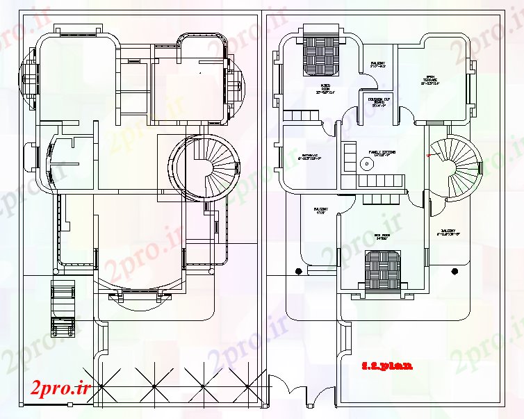 دانلود نقشه مسکونی  ، ویلایی ، آپارتمان  برنامه ریزی خانه ساده (کد42002)