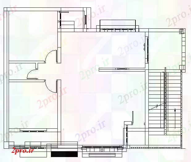 دانلود نقشه مسکونی  ، ویلایی ، آپارتمان  خط ساده خانه دراز کردن طراحی (کد42013)