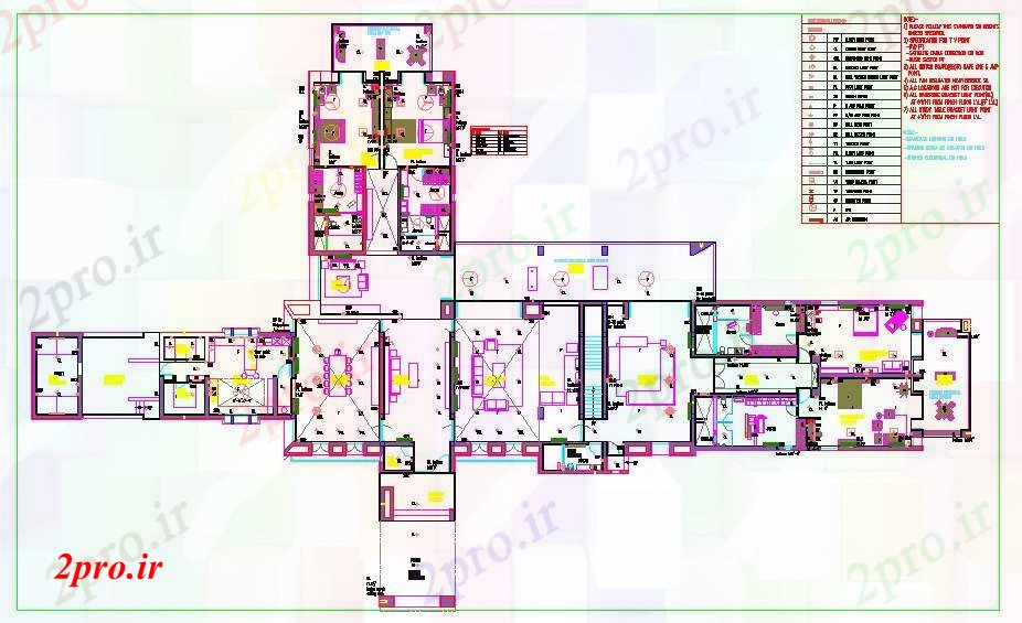دانلود نقشه مسکونی  ، ویلایی ، آپارتمان  جزئیات آپارتمان   طبقه دراز کردن (کد42076)