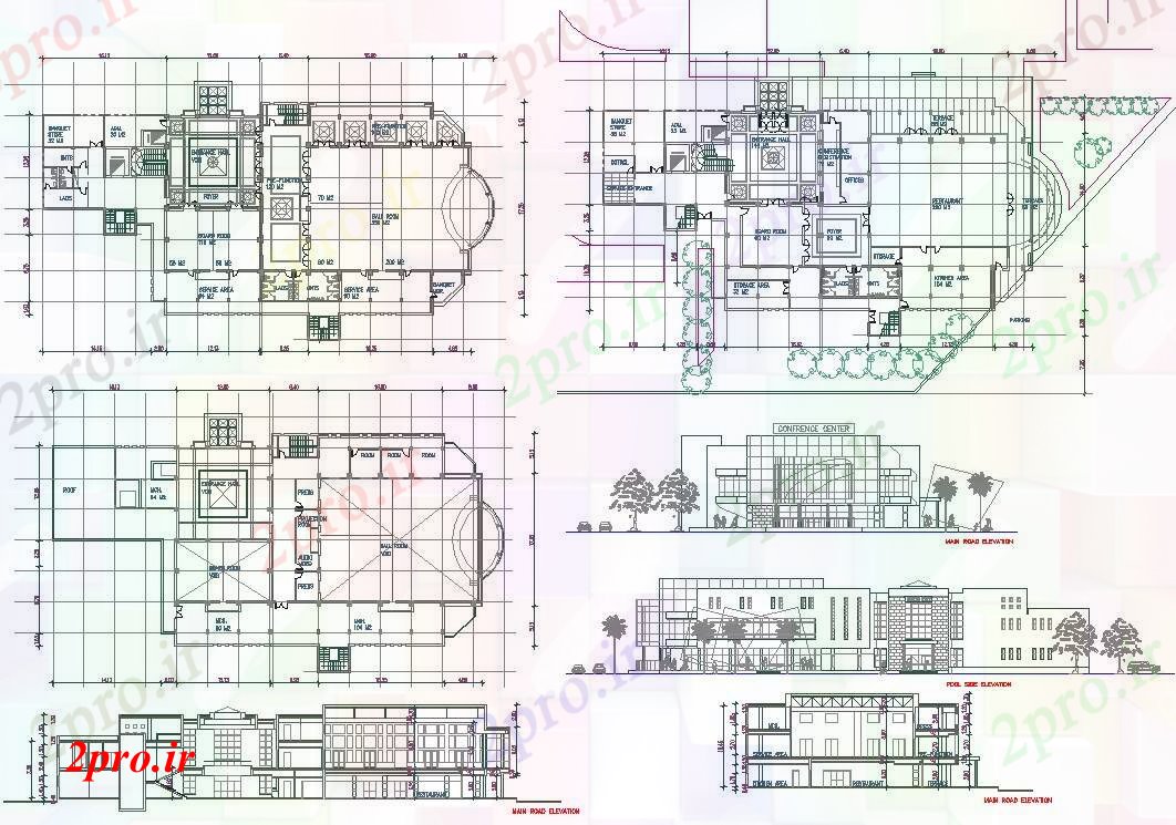 دانلود نقشه ساختمان اداری - تجاری - صنعتی سالن کنفرانس ، سالن کنفرانس اتوکد جزئیات طراحی (کد42137)
