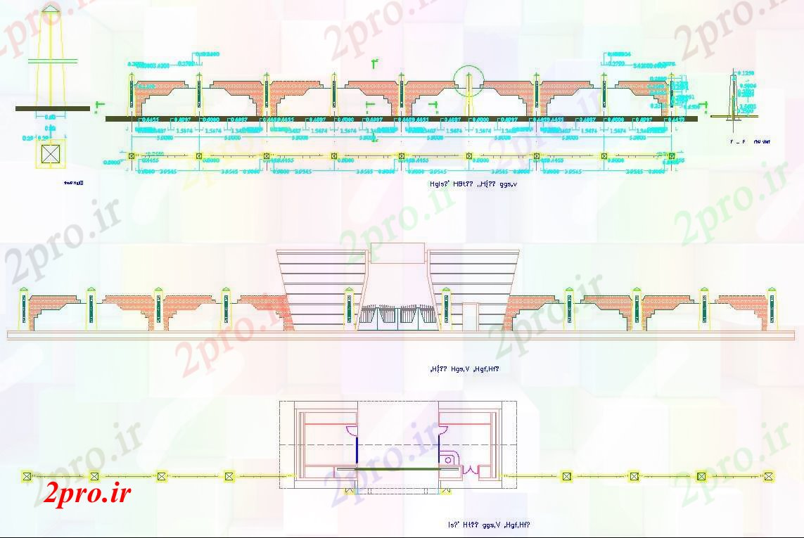 دانلود نقشه جزئیات معماری طراحی دروازه اصلی و جزئیات  اتوکد (کد42138)