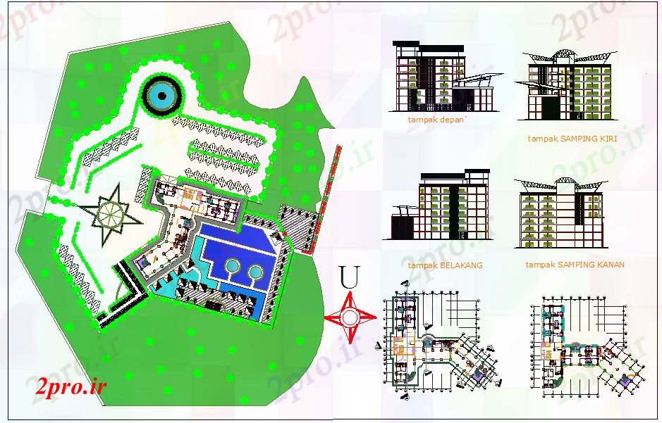 دانلود نقشه هتل - رستوران - اقامتگاه  طراحی هتل (کد42174)