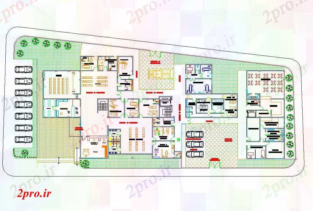 دانلود نقشه بیمارستان -  درمانگاه -  کلینیک طرحی طبقه معماری بیمارستان (کد42211)
