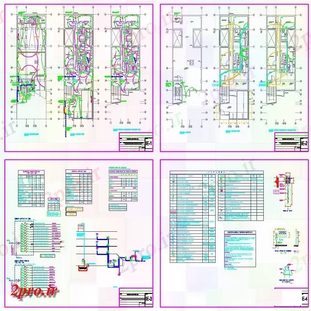 دانلود نقشه معماری جزئیات برق دراز کردن (کد42243)