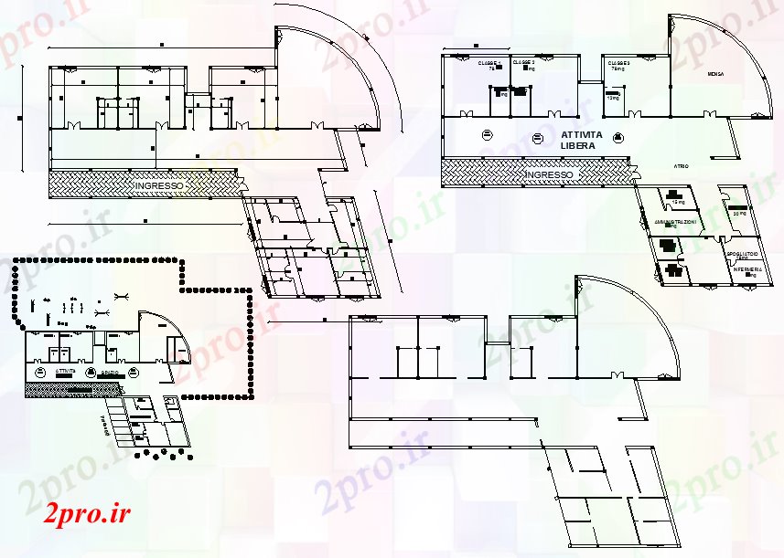 دانلود نقشه دانشگاه ، آموزشکده ، مدرسه ، هنرستان ، خوابگاه -  طراحی معماری مدرسه (کد42272)