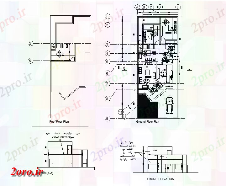 دانلود نقشه مسکونی  ، ویلایی ، آپارتمان  جزئیات معماری پروژه خانه (کد42312)