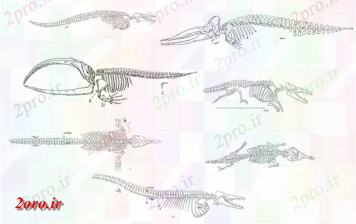دانلود نقشه بلوک حیوانات طراحی دایناسورها  (کد42379)