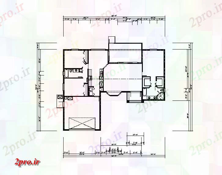 دانلود نقشه مسکونی  ، ویلایی ، آپارتمان  ساده خانه دراز کردن جزئیات (کد42385)