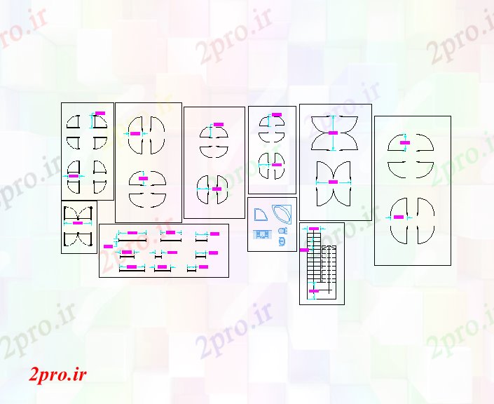 دانلود نقشه جزئیات طراحی در و پنجره  جزئیات درب نماد (کد42392)
