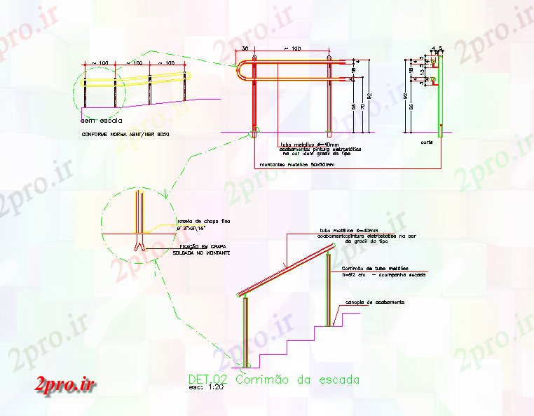 دانلود نقشه  جزئیات آسانسور و   نرده پله  برش (کد42404)