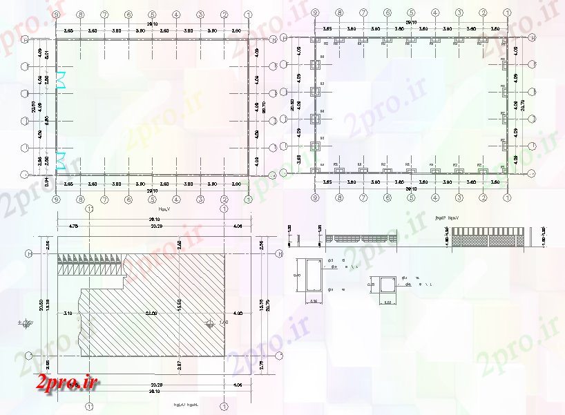 دانلود نقشه جزئیات پایه اندازه پلات و طراحی ستون (کد42451)