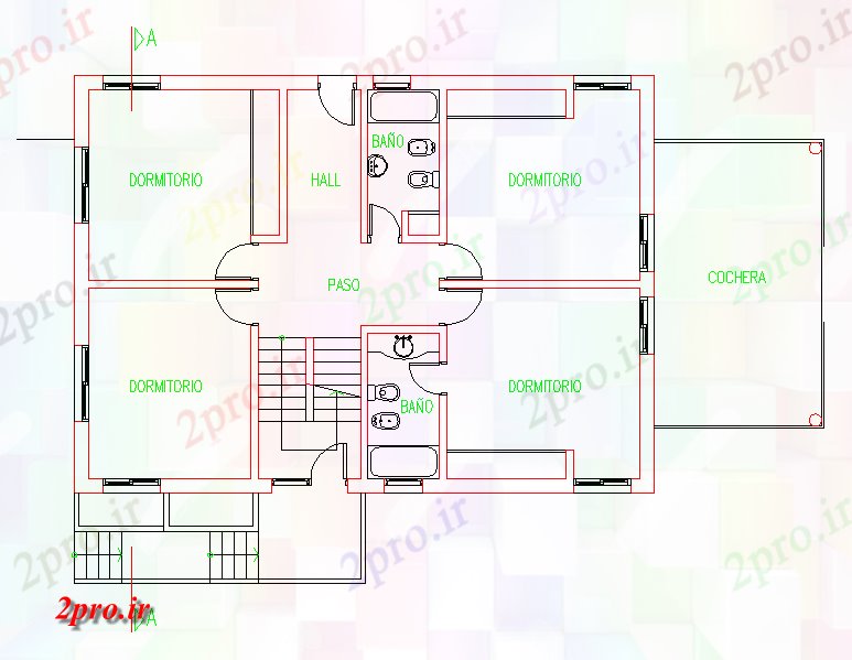دانلود نقشه مسکونی  ، ویلایی ، آپارتمان  طراحی ساده برای خانه دراز کردن (کد42461)