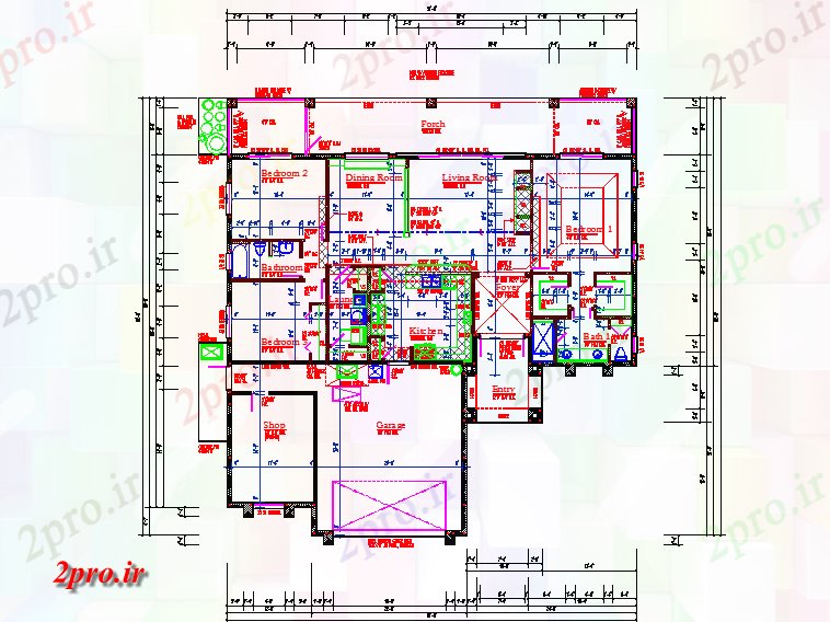 دانلود نقشه مسکونی  ، ویلایی ، آپارتمان  خانه مسکونی طبقه دراز کردن جزئیات (کد42569)