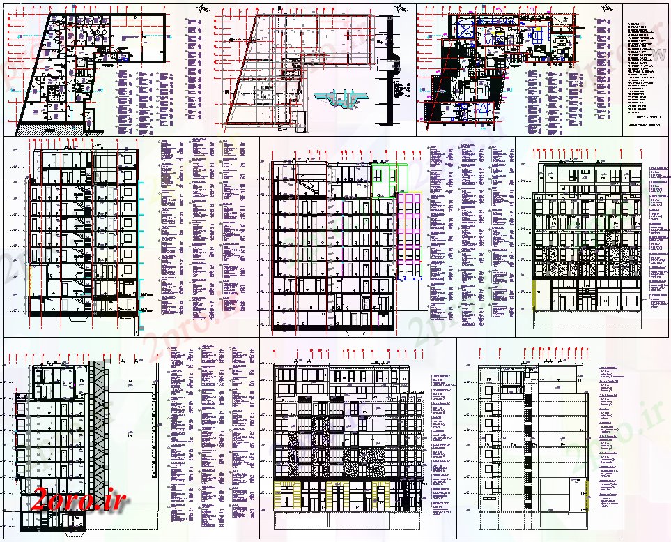 دانلود نقشه مسکونی  ، ویلایی ، آپارتمان  آپارتمان چند طبقه طراحی معماری ساختمان و جزئیات (کد42598)