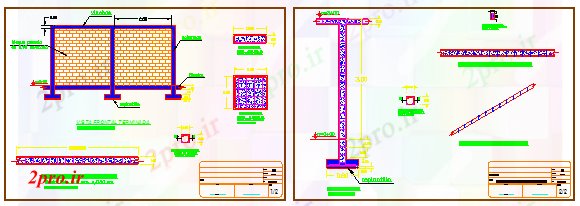 دانلود نقشه جزئیات ساخت و ساز لبه طراحی محوطه جزئیات دیوار (کد42612)