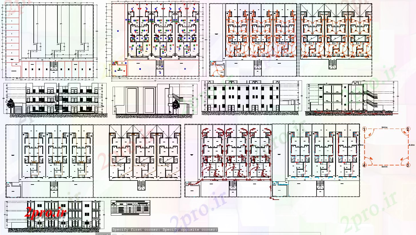 دانلود نقشه مسکونی  ، ویلایی ، آپارتمان  ردیف طرحی معماری خانه ها و نماات در  اتوکد (کد42616)