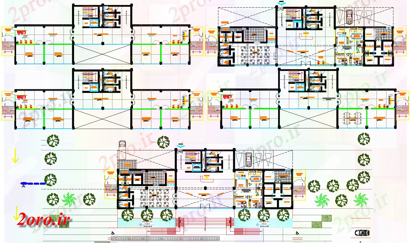دانلود نقشه  ساختمان دولتی ، سازمانی طرحی ایستگاه های پلیس معماری 3 طبقه (کد42617)