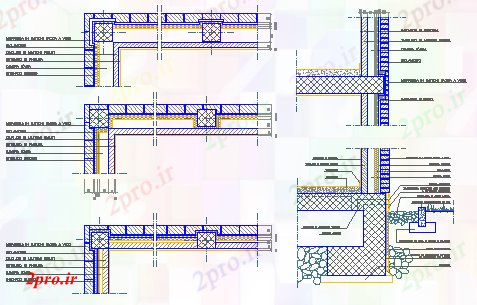 دانلود نقشه جزئیات ساخت و ساز طراحی جزئیات از انواع مختلف دیوار از آجر طراحی (کد42632)