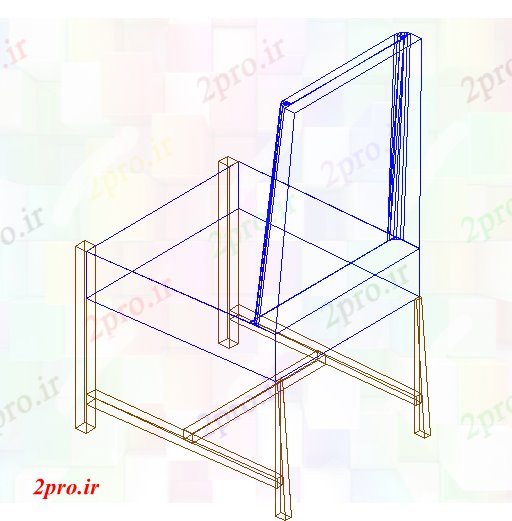 دانلود نقشه بلوک میز و صندلی تریدی از یک صندلی (3) (کد42798)