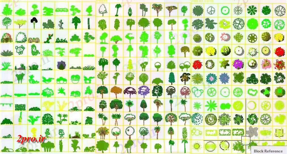 دانلود نقشه باغ درختان و گیاهان بلوک  (کد42822)