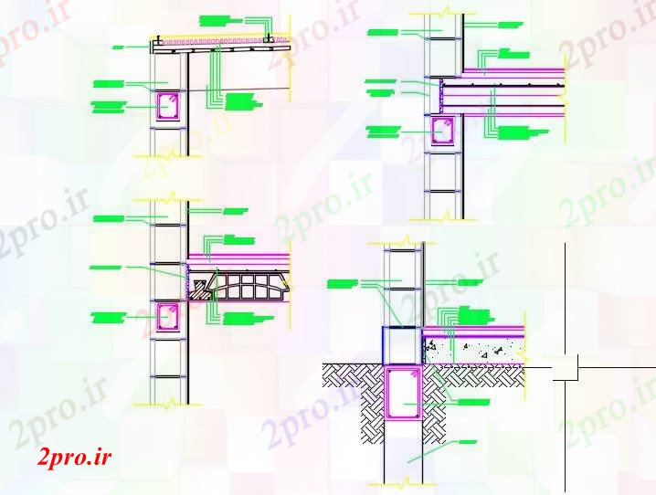 دانلود نقشه جزئیات معماری ساختمان جزئیات با بلوک دیوار (کد42825)