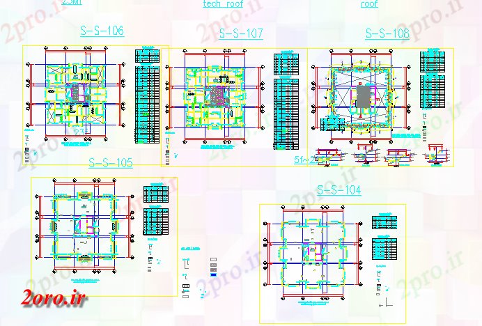 دانلود نقشه جزئیات ساخت و ساز طرحی فریم جزئیات برج (کد42843)