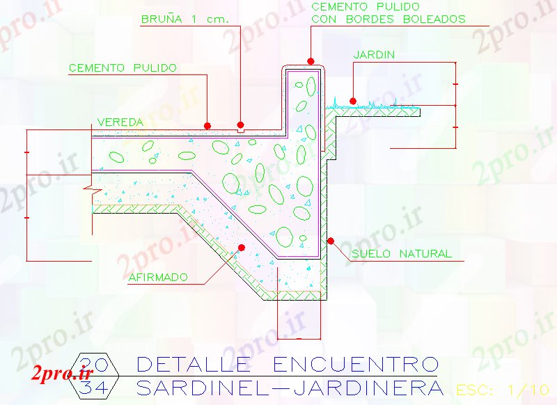 دانلود نقشه جزئیات ساخت و ساز جزئیات اتصال-ردیف ها و پیاده رو (کد42846)