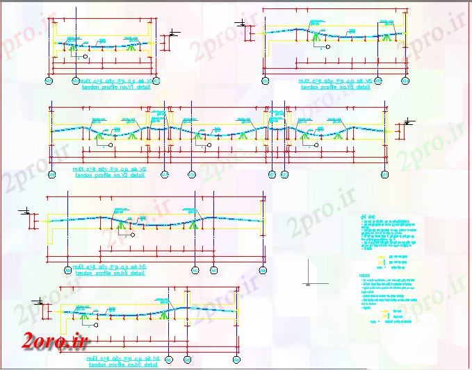دانلود نقشه جزئیات ساخت و ساز جزئیات پرو تاندون برج B (کد42879)