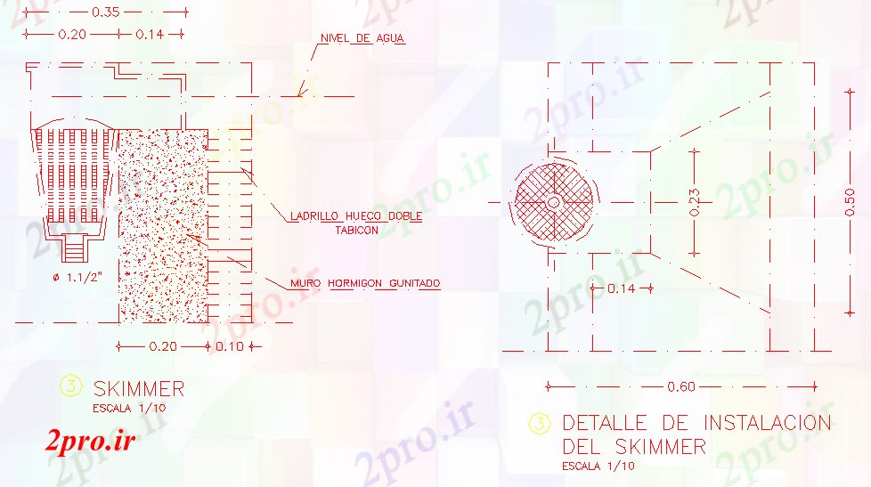 دانلود نقشه جزئیات ساخت و ساز جزئیات یک کفگیر (کد42962)