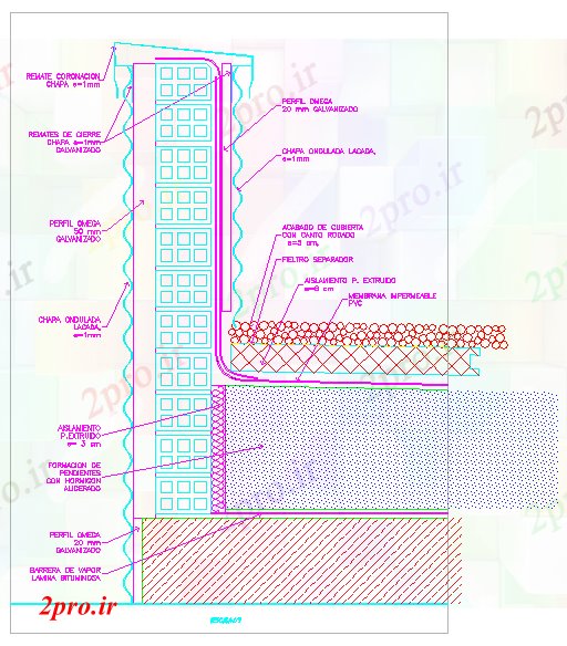 دانلود نقشه جزئیات ساخت و ساز جزئیات سقف سرمایه گذاری (کد42969)